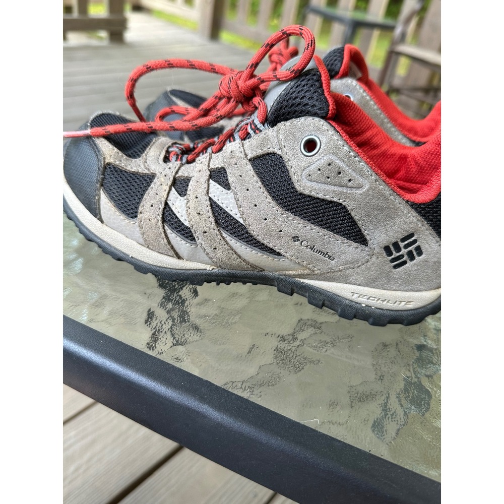 Columbia Youth Waterproof Hiking Trail Shoes Sneakers‎ Gray Red Size 4 Kids